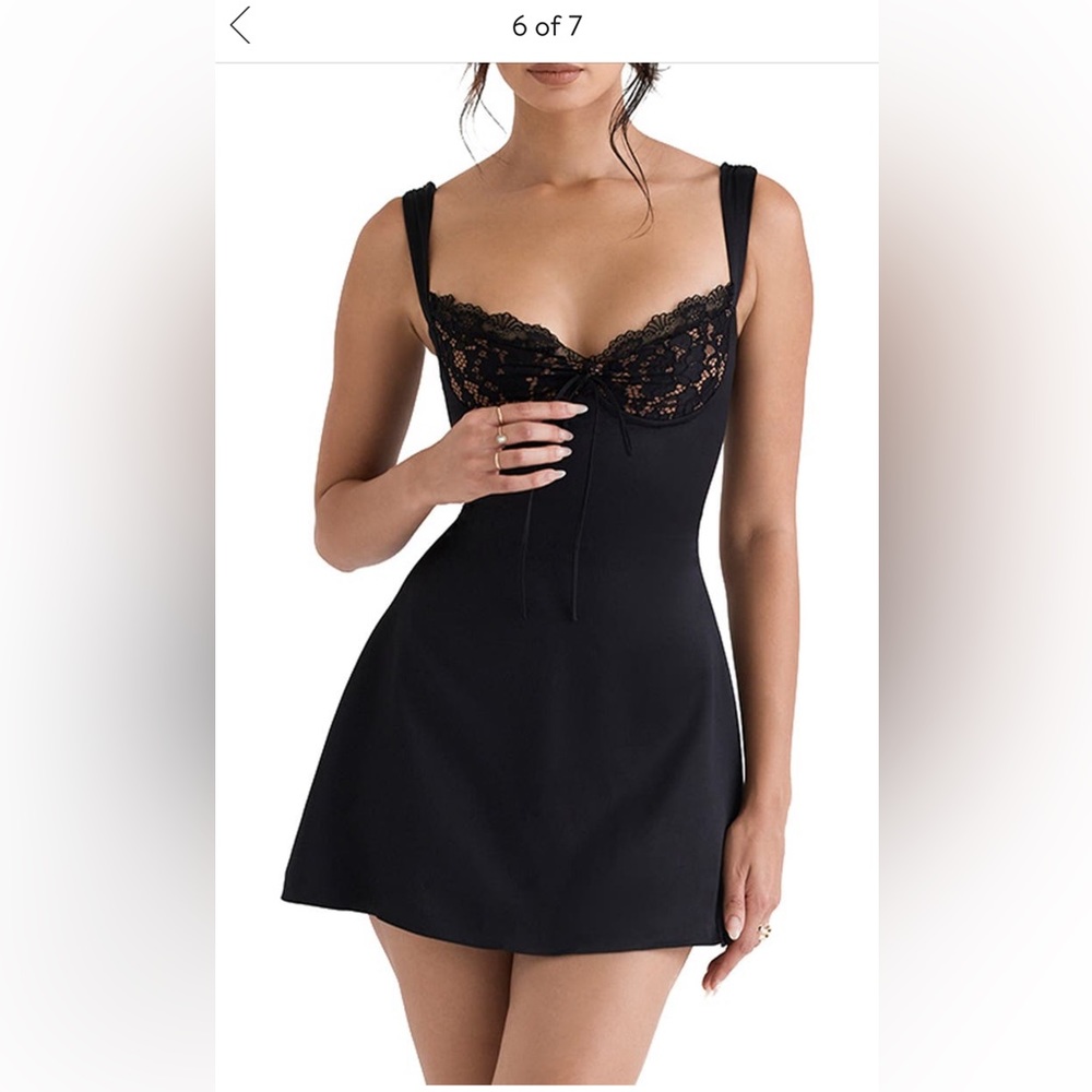 HOUSE OF CB Adriana Lace Inset Satin Mini Dres
